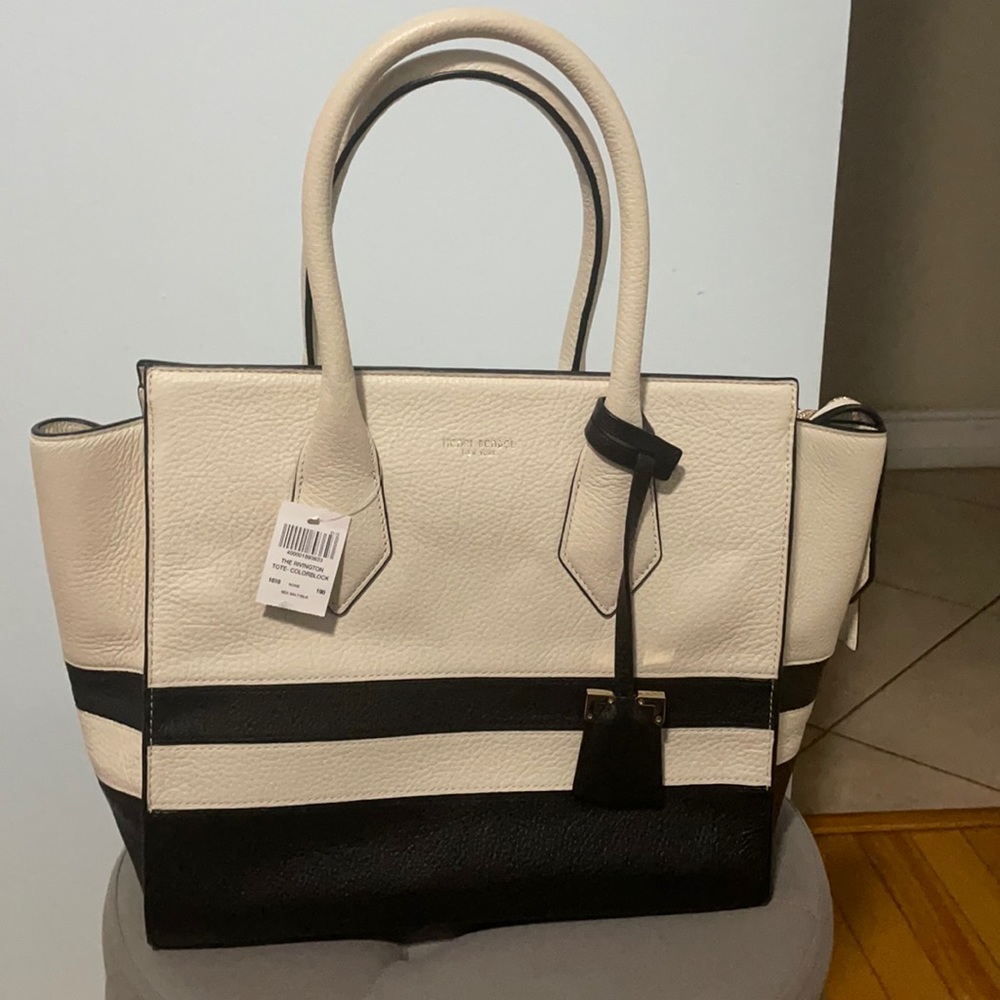 Henri Bendel Cream and Black Rivington Tote